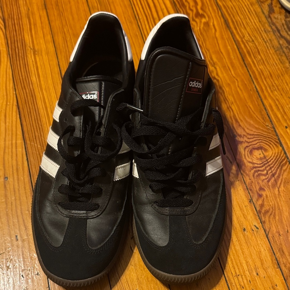adidas Men’s Black Sneakers with White Stripes